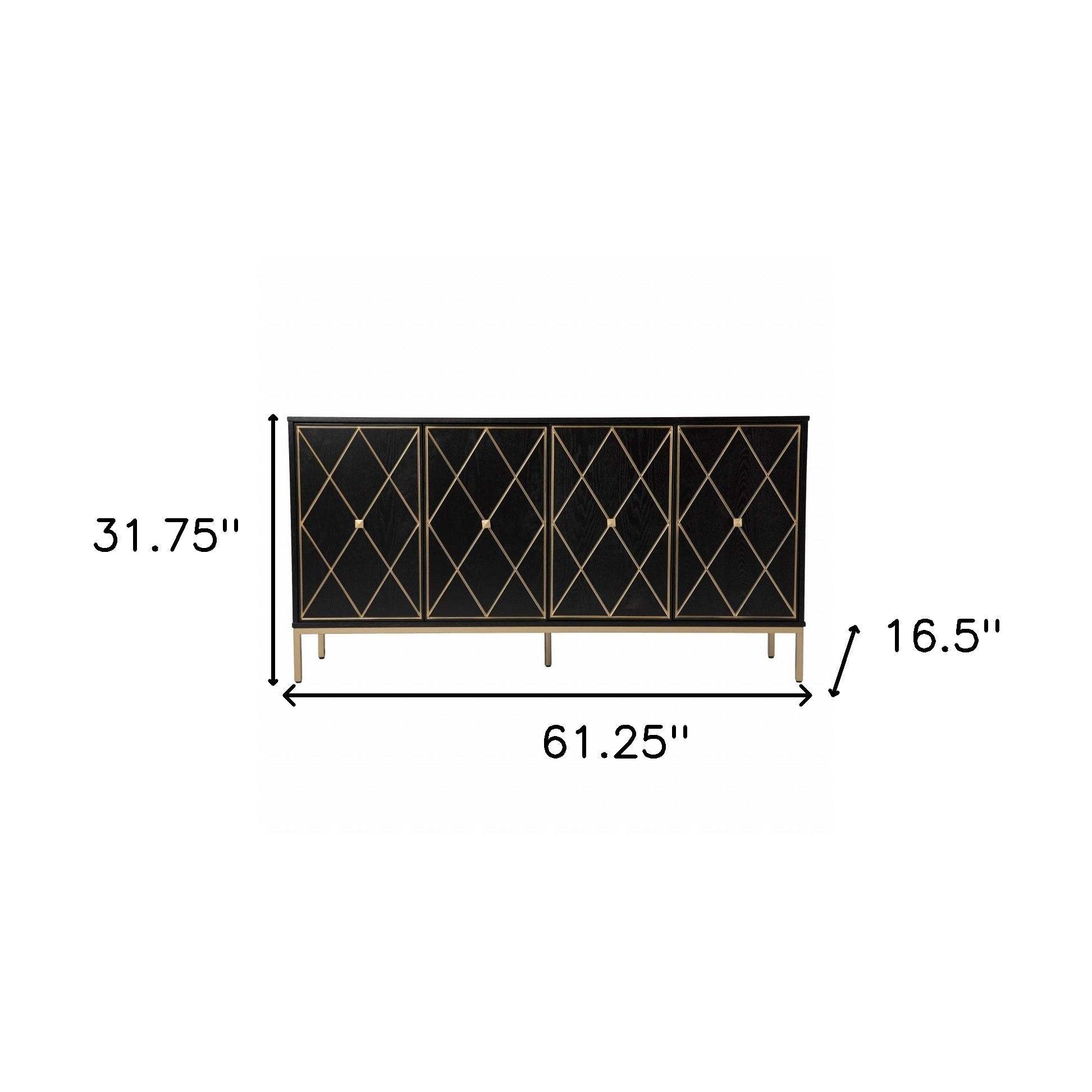 Black and Gold Harlequin Sideboard Storage Cabinet - Homeroots - Flyclothing LLC