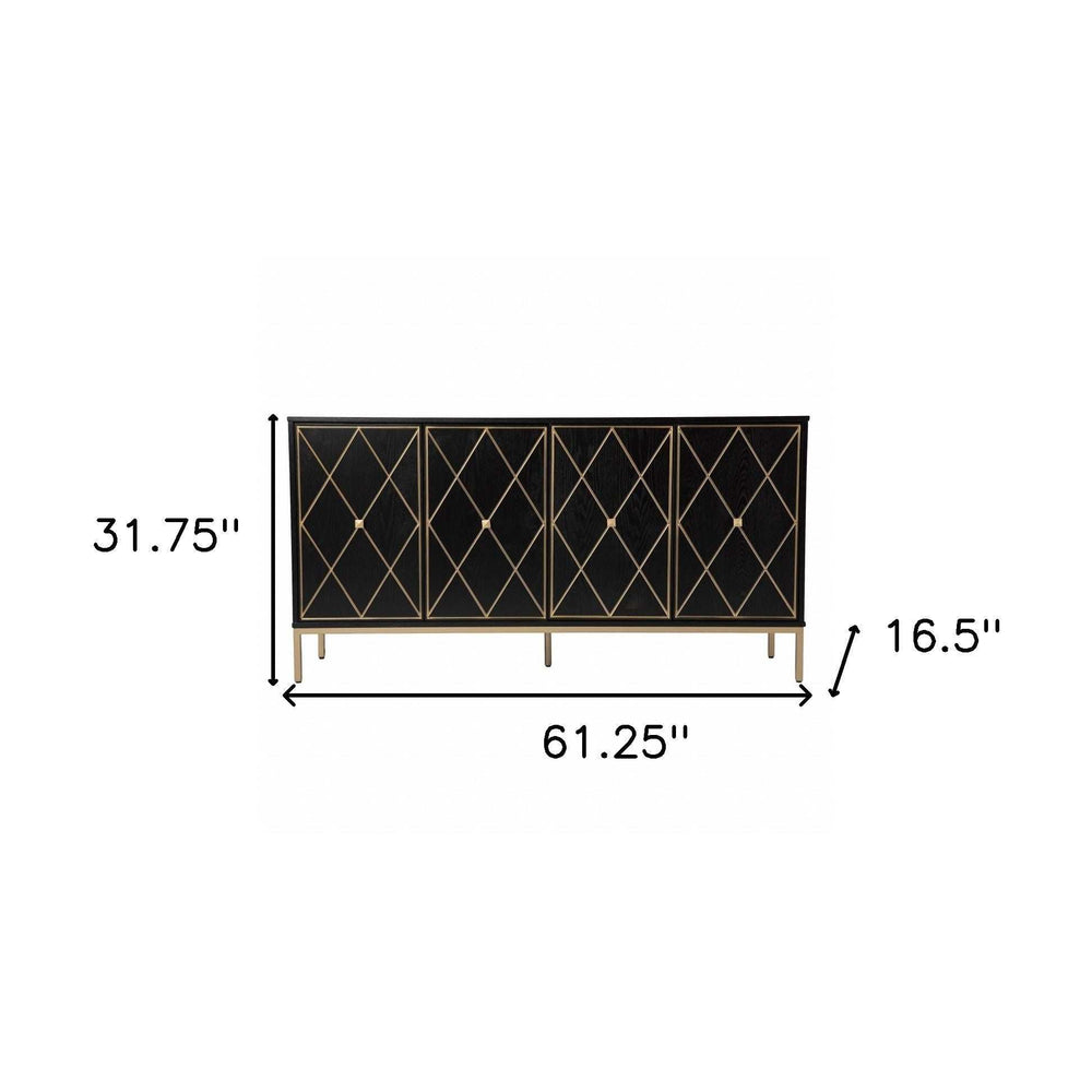 Black and Gold Harlequin Sideboard Storage Cabinet - Homeroots - Flyclothing LLC