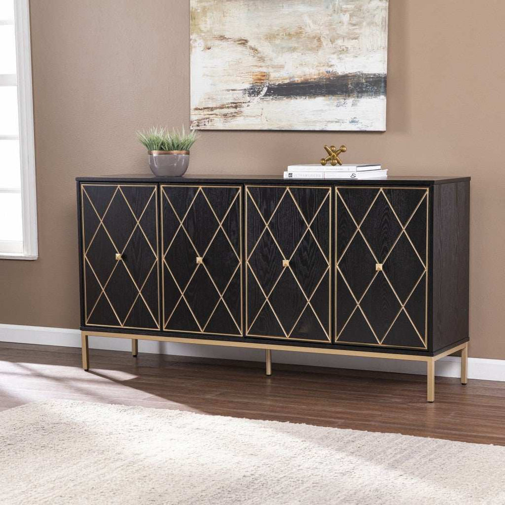 Black and Gold Harlequin Sideboard Storage Cabinet - Homeroots - Flyclothing LLC