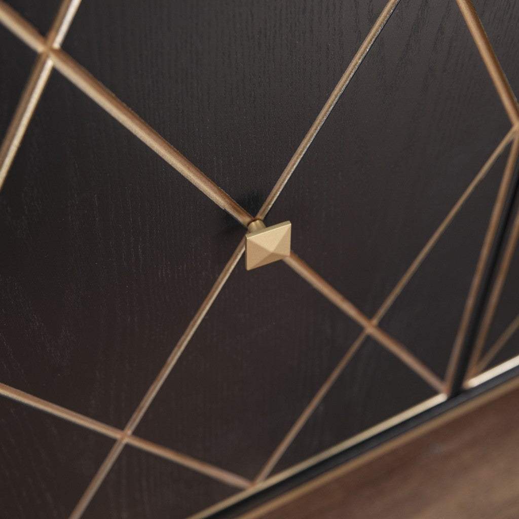 Black and Gold Harlequin Sideboard Storage Cabinet - Homeroots - Flyclothing LLC