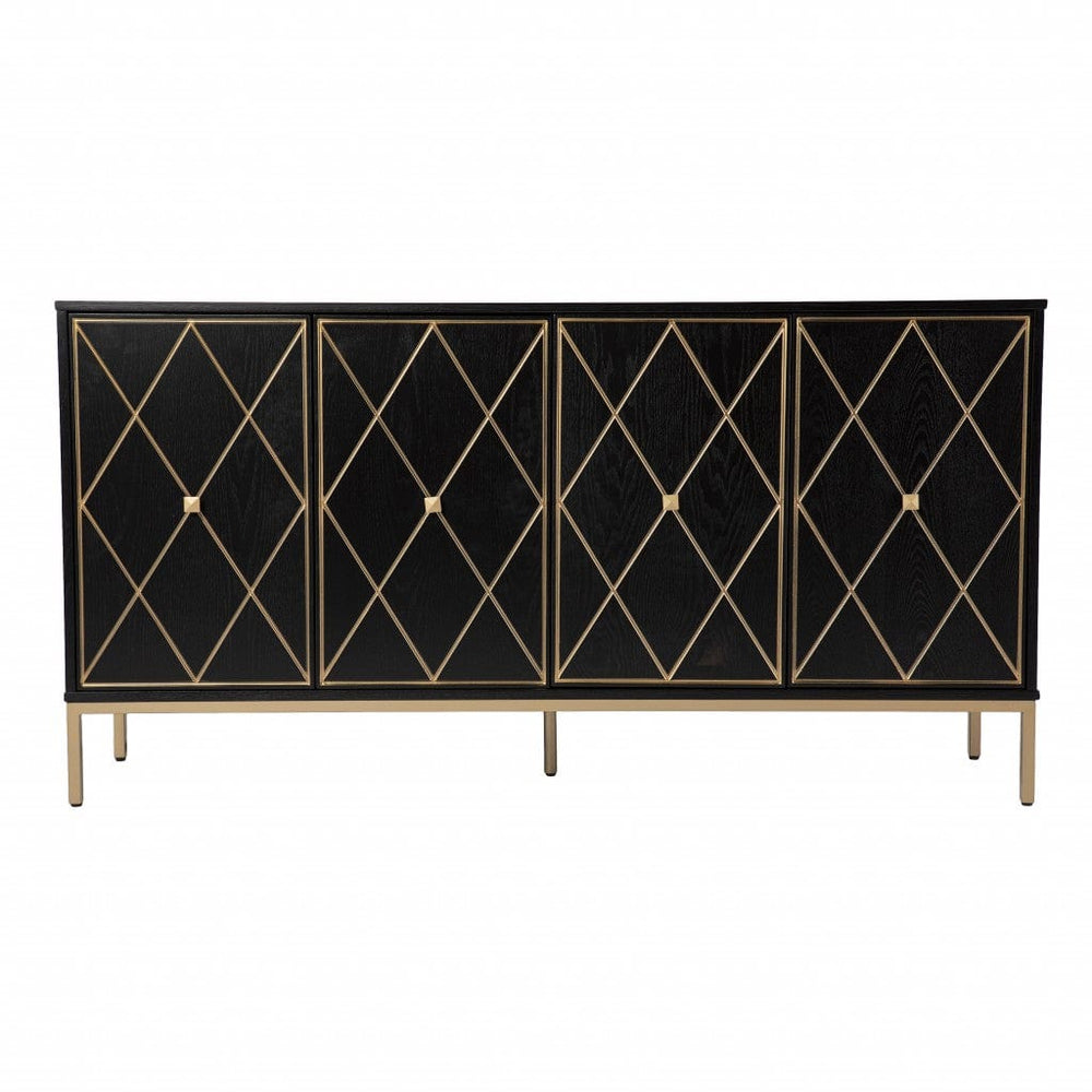 Black and Gold Harlequin Sideboard Storage Cabinet - Homeroots