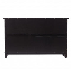 Black and Cane Bamboo Accent Storage Cabinet - Homeroots