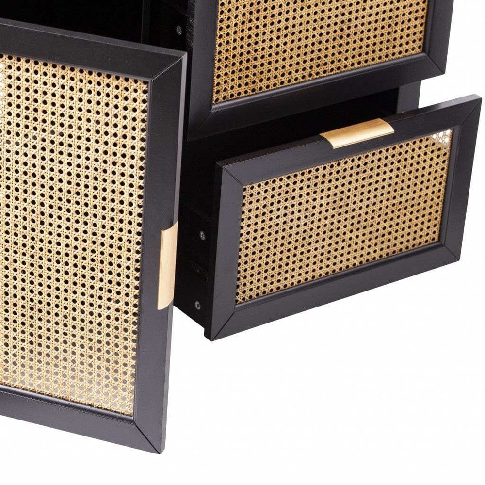Black and Cane Bamboo Accent Storage Cabinet - Homeroots - Flyclothing LLC