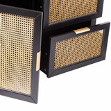 Black and Cane Bamboo Accent Storage Cabinet - Homeroots - Flyclothing LLC