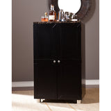 Metro Black Wood and Marble Bar Cabinet - Homeroots