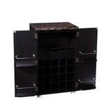 Metro Black Wood and Marble Bar Cabinet - Homeroots