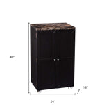 Metro Black Wood and Marble Bar Cabinet - Homeroots - Flyclothing LLC
