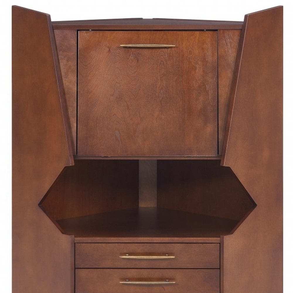 Cosmo Brown and Black Corner Bar Cabinet - Homeroots - Flyclothing LLC