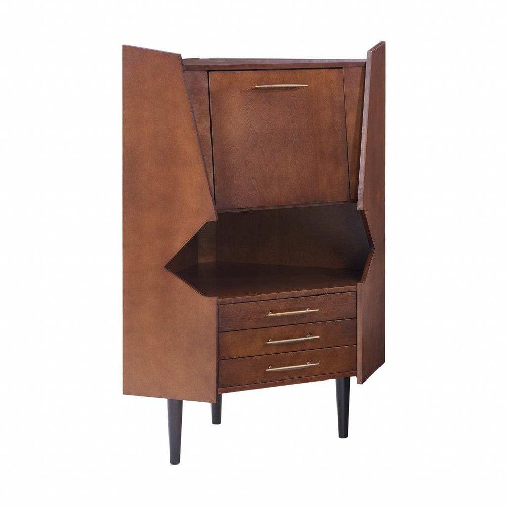 Cosmo Brown and Black Corner Bar Cabinet - Homeroots - Flyclothing LLC