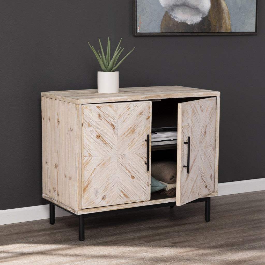 Modern Farmhouse Rustic Natural Accent Storage Cabinet - Homeroots - Flyclothing LLC