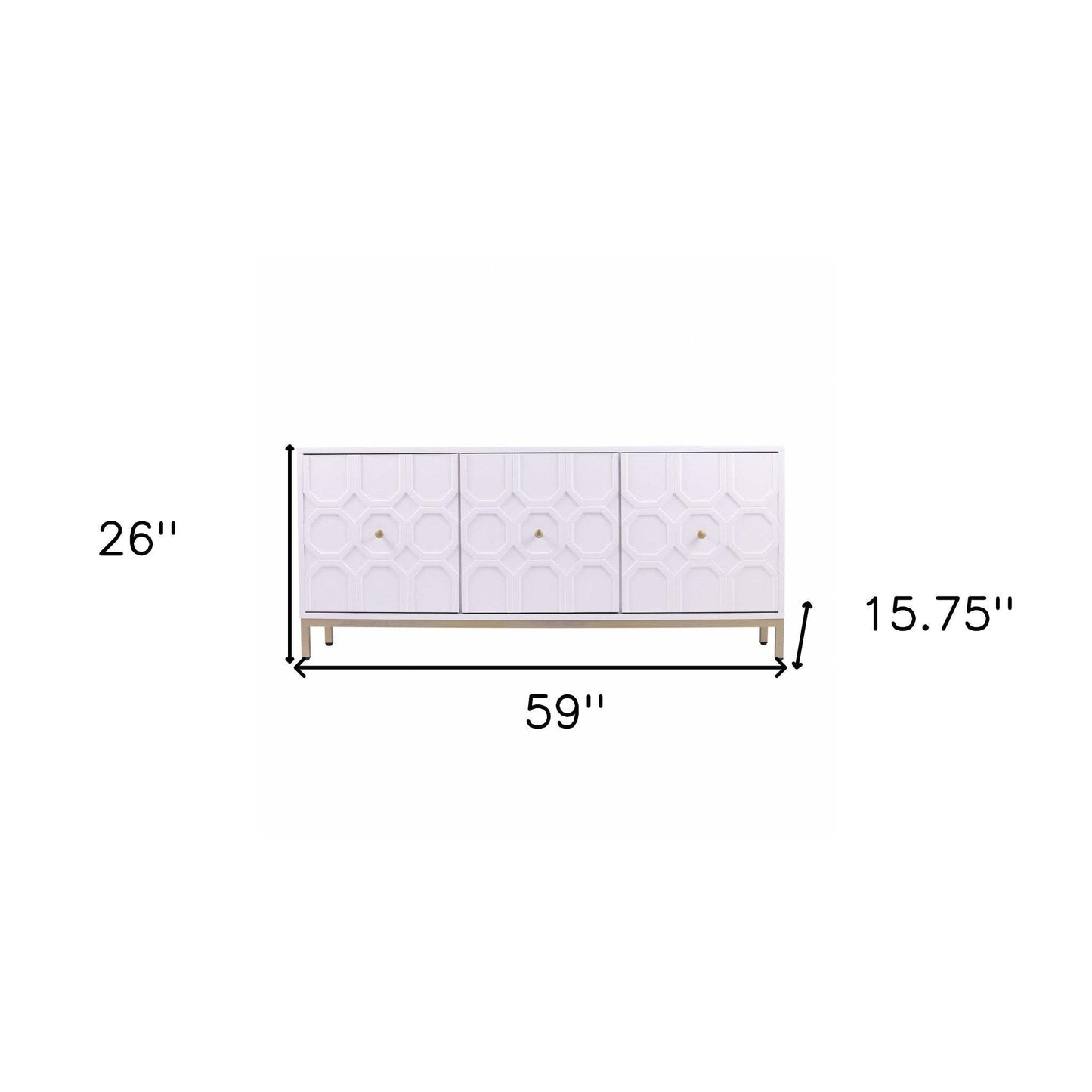 White and Gold Moroccan Dynasty Three Door Accent Cabinet - Homeroots - Flyclothing LLC