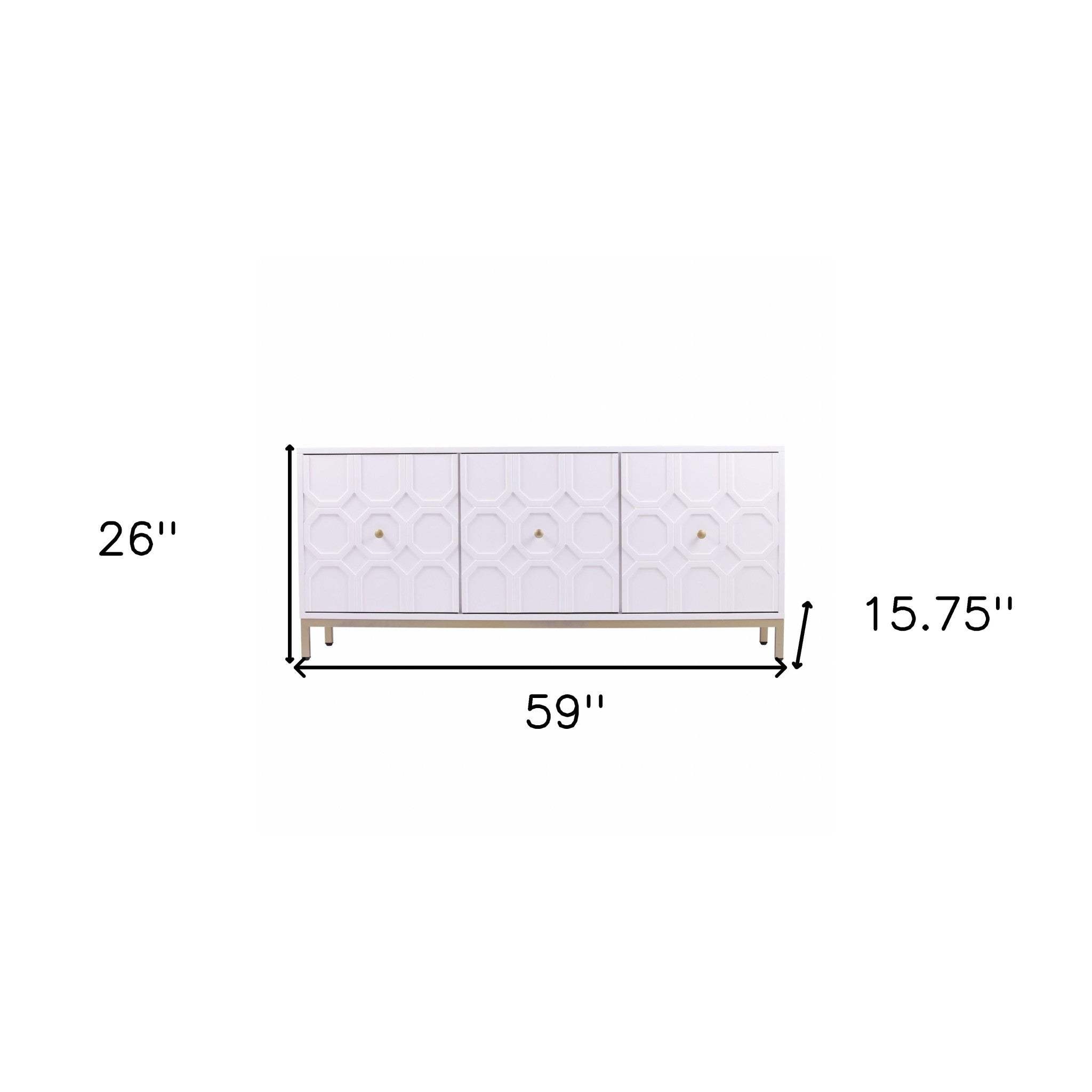 White and Gold Moroccan Dynasty Three Door Accent Cabinet - Homeroots - Flyclothing LLC
