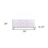 White and Gold Moroccan Dynasty Three Door Accent Cabinet - Homeroots - Flyclothing LLC