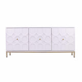 White and Gold Moroccan Dynasty Three Door Accent Cabinet - Homeroots - Flyclothing LLC