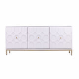 White and Gold Moroccan Dynasty Three Door Accent Cabinet - Homeroots