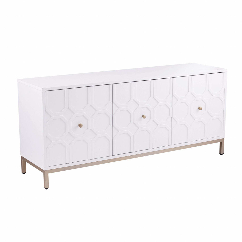 White and Gold Moroccan Dynasty Three Door Accent Cabinet - Homeroots - Flyclothing LLC