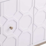 White and Gold Moroccan Dynasty Three Door Accent Cabinet - Homeroots - Flyclothing LLC