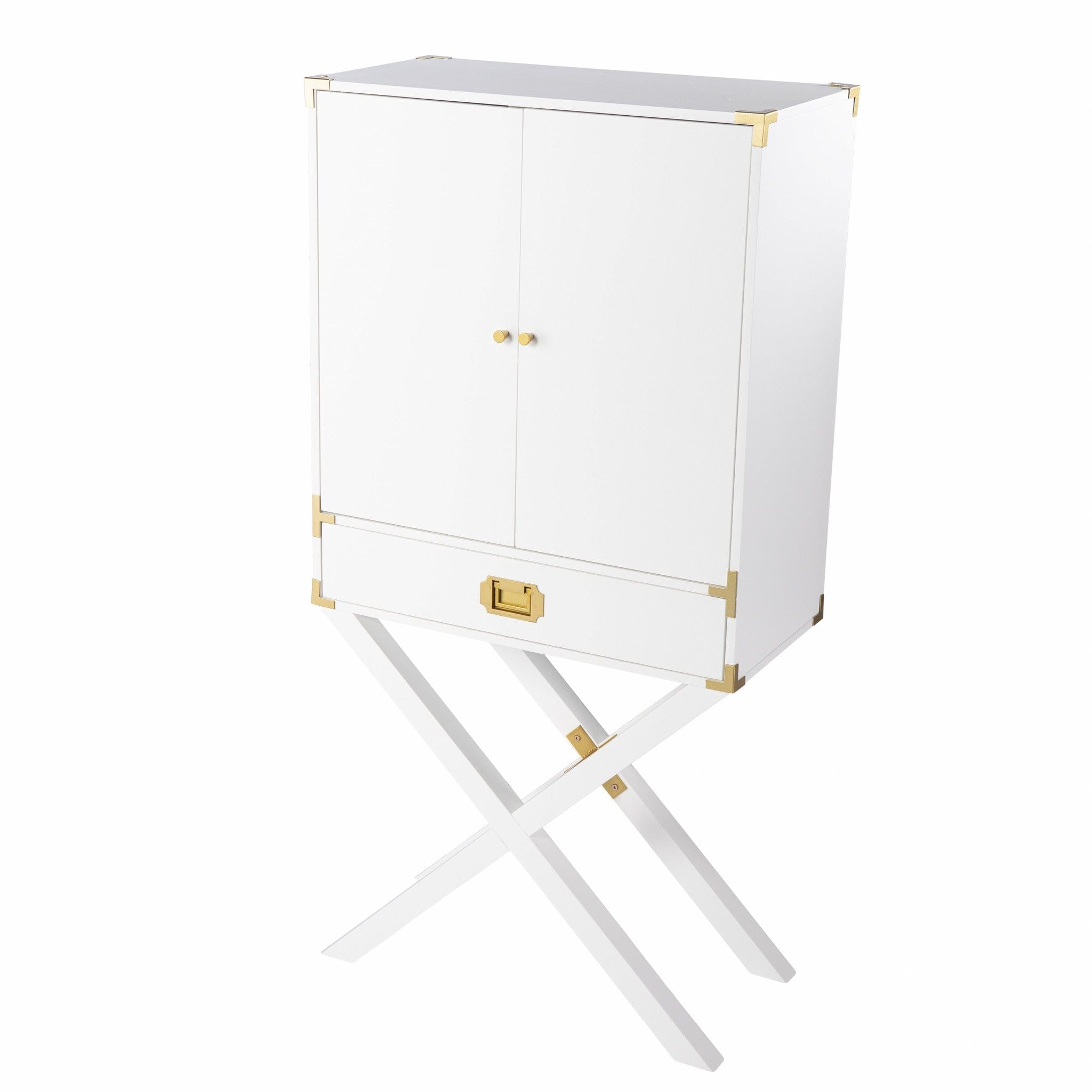 30" White Corner Display Stand With One Shelf And One Drawer - Homeroots - Flyclothing LLC