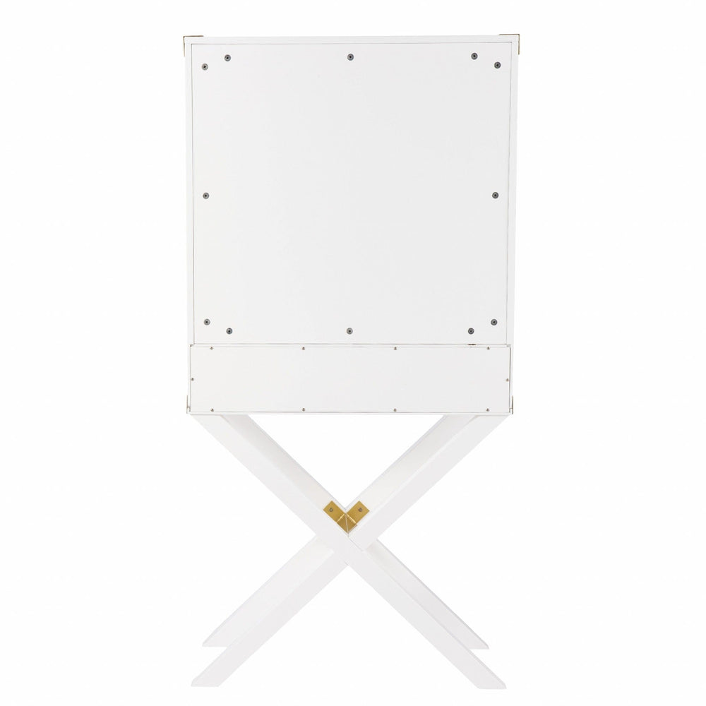 30" White Corner Display Stand With One Shelf And One Drawer - Homeroots