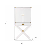 30" White Corner Display Stand With One Shelf And One Drawer - Homeroots - Flyclothing LLC