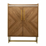 Retro Gold Natural and Faux Marble Wine Cabinet - Homeroots
