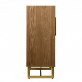 Retro Gold Natural and Faux Marble Wine Cabinet - Homeroots