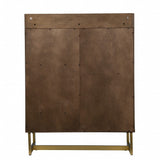 Retro Gold Natural and Faux Marble Wine Cabinet - Homeroots