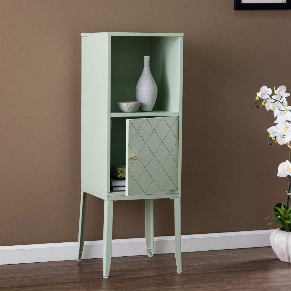 Pale Green Crosshatch Accent Storage Cabinet - Homeroots - Flyclothing LLC