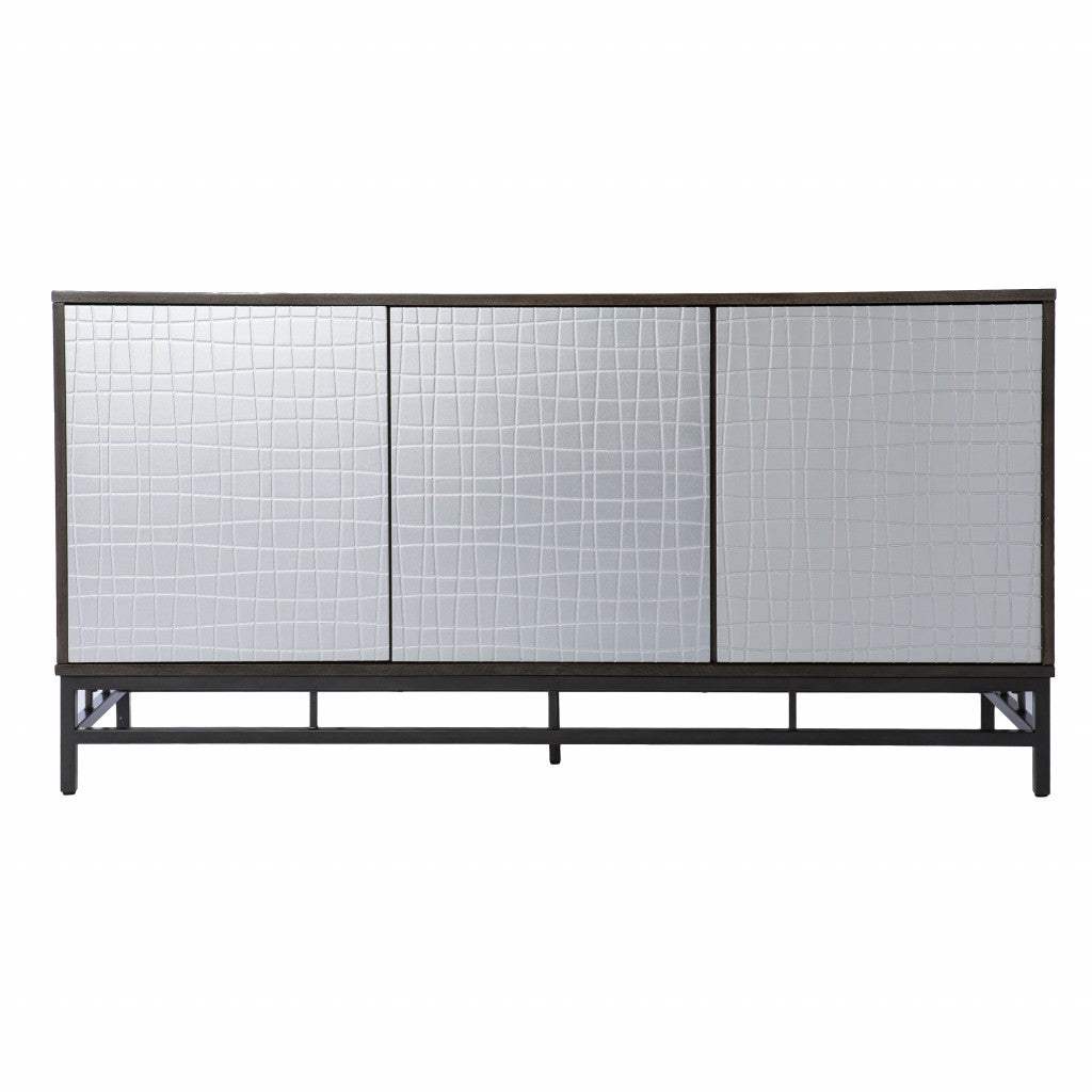 Contemporary Grid Lines Three Door Accent Cabinet - Homeroots - Flyclothing LLC