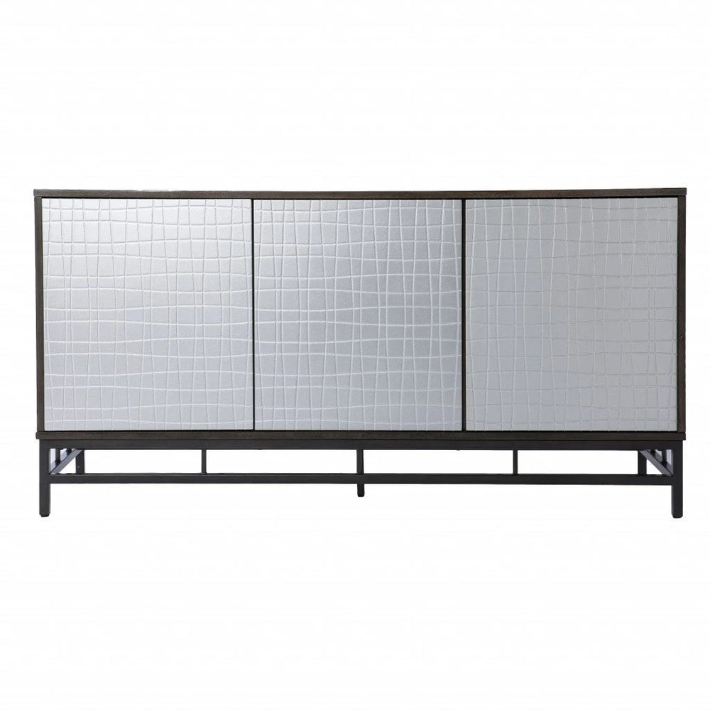 Contemporary Grid Lines Three Door Accent Cabinet - Homeroots