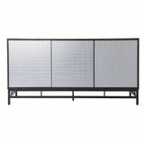 Contemporary Grid Lines Three Door Accent Cabinet - Homeroots