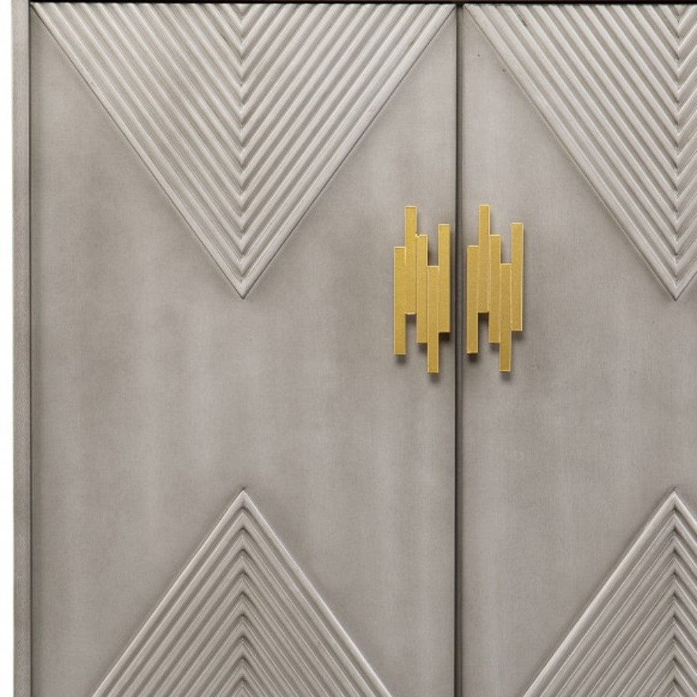 Graywash Textured Geo Contemporary Accent Cabinet - Homeroots