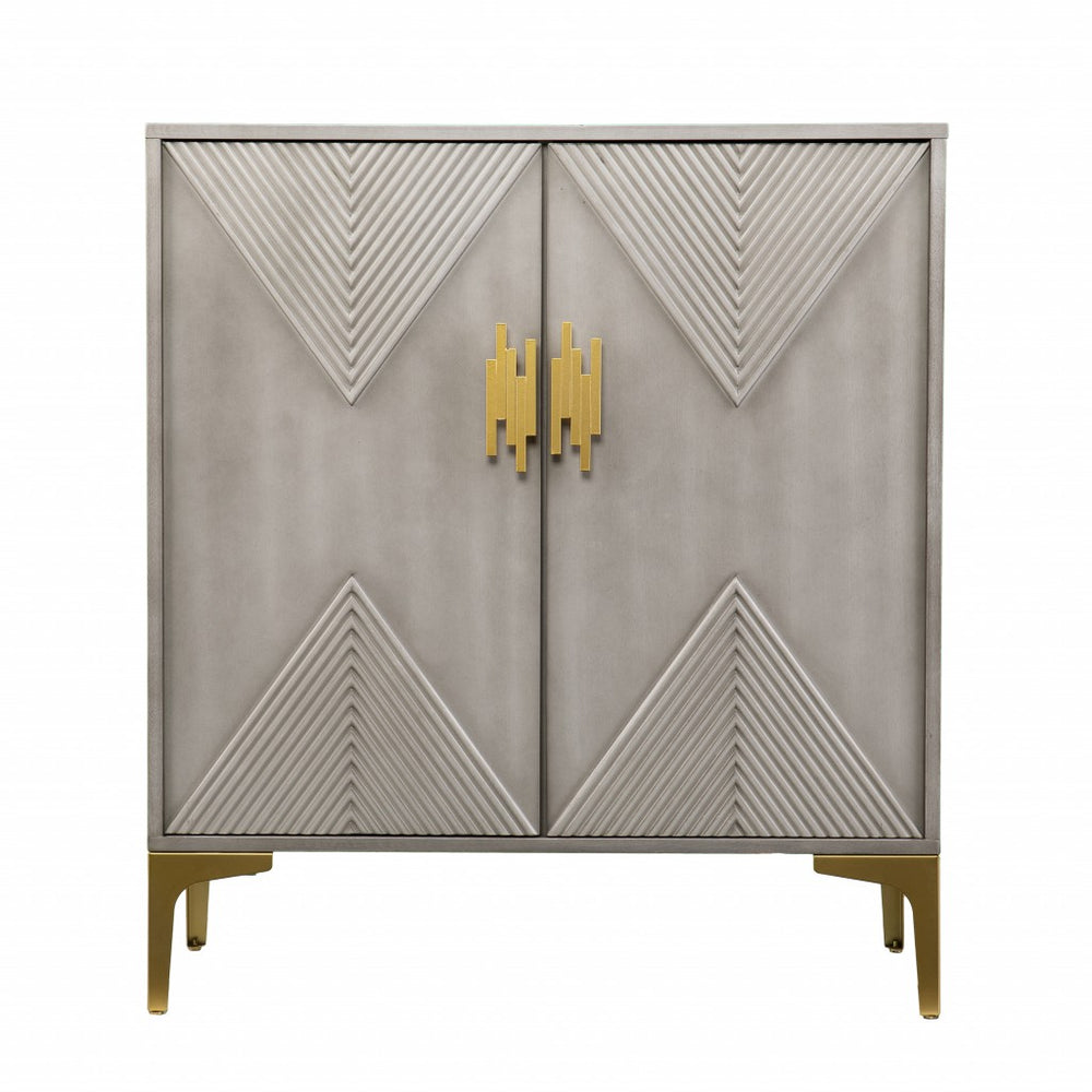 Graywash Textured Geo Contemporary Accent Cabinet - Homeroots