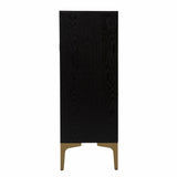 Modern Rustic Black Gold and Faux Rattan Bar Cabinet - Homeroots