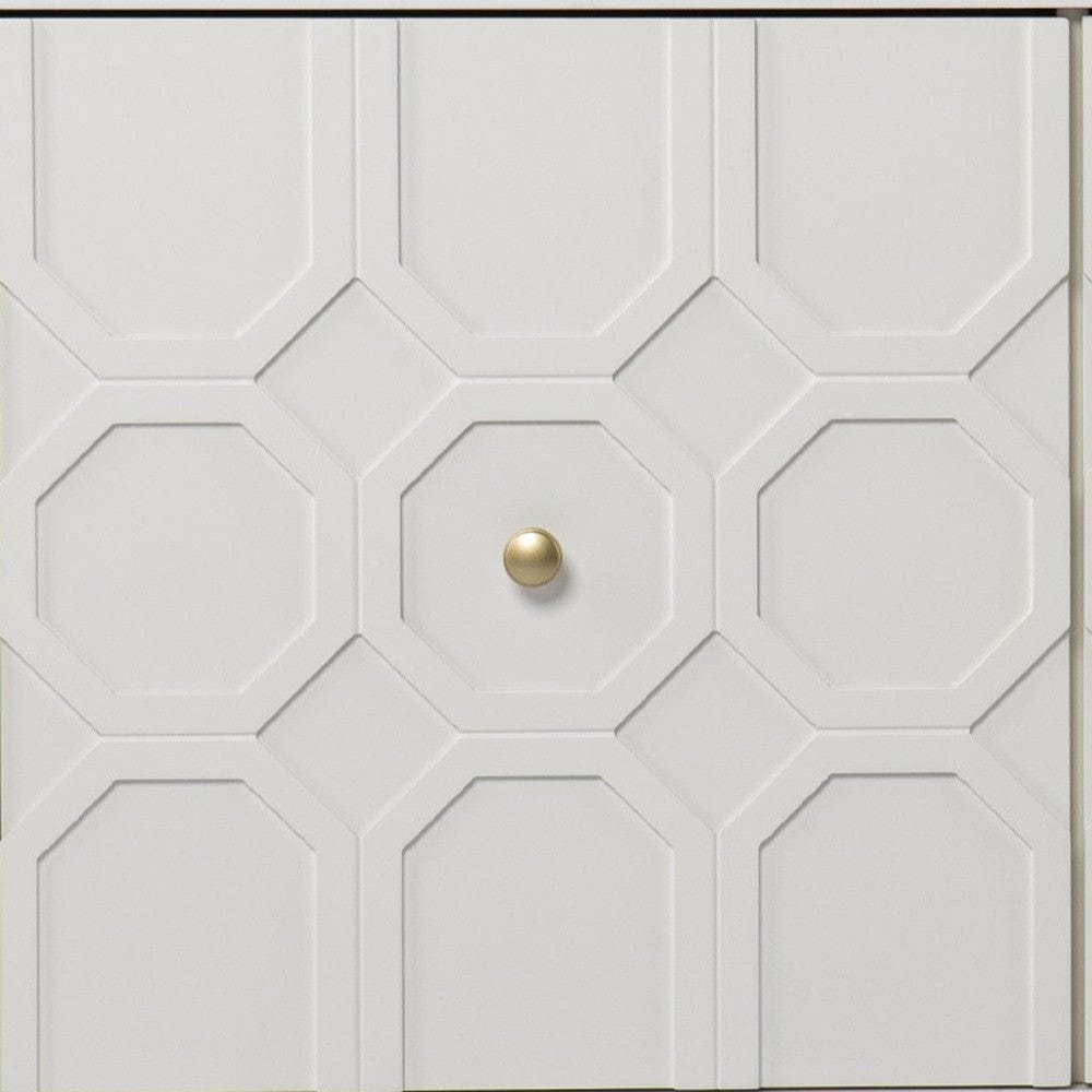 White and Gold Moroccan Dynasty Two Door Accent Cabinet