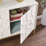 White and Gold Moroccan Dynasty Two Door Accent Cabinet - Homeroots - Flyclothing LLC