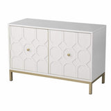 White and Gold Moroccan Dynasty Two Door Accent Cabinet - Homeroots - Flyclothing LLC