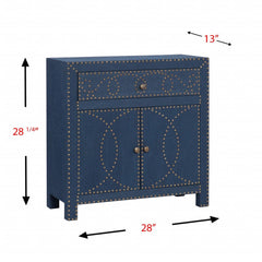 Navy and Brass Nailhead Accent Storage Cabinet - Homeroots