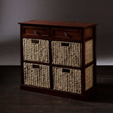 Mahogany and Seagrass Basket Storage Shelving Unit - Homeroots - Flyclothing LLC