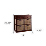 Mahogany and Seagrass Basket Storage Shelving Unit - Homeroots - Flyclothing LLC