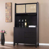 Rustic Black and Light Bamboo Tall Buffet Cabinet - Homeroots - Flyclothing LLC
