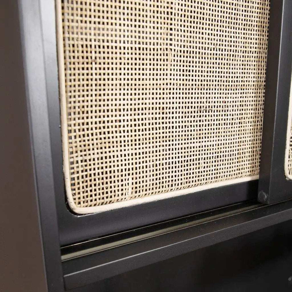 Rustic Black and Light Bamboo Tall Buffet Cabinet - Homeroots - Flyclothing LLC