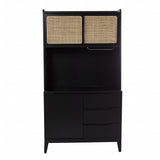 Rustic Black and Light Bamboo Tall Buffet Cabinet - Homeroots