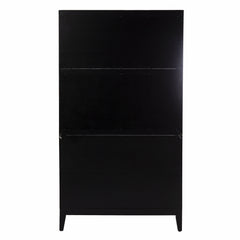 Rustic Black and Light Bamboo Tall Buffet Cabinet