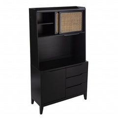 Rustic Black and Light Bamboo Tall Buffet Cabinet - Homeroots