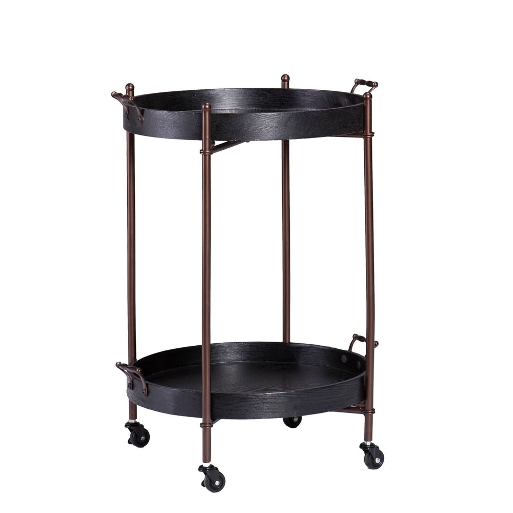 29" Black Manufactured Wood And Iron Round End Table - Homeroots