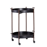 29" Black Manufactured Wood And Iron Round End Table - Homeroots