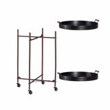 29" Black Manufactured Wood And Iron Round End Table - Homeroots