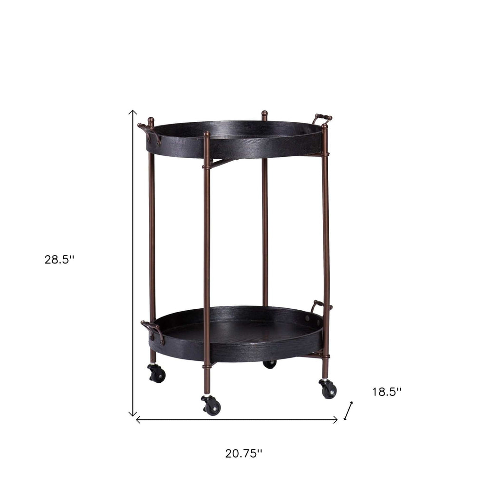 29" Black Manufactured Wood And Iron Round End Table - Homeroots - Flyclothing LLC