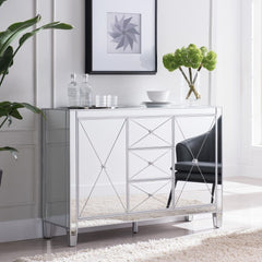 Glamorous Mirrored Bling Multi Storage Accent Cabinet - Homeroots